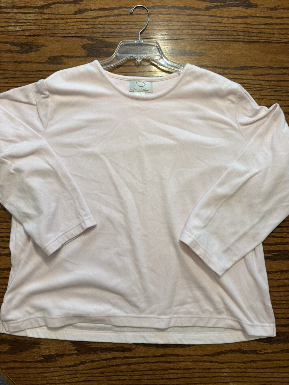 Oscar de la Renta Womens Soft Pink Pullover XL Crew Fleece Vintage NICE warm